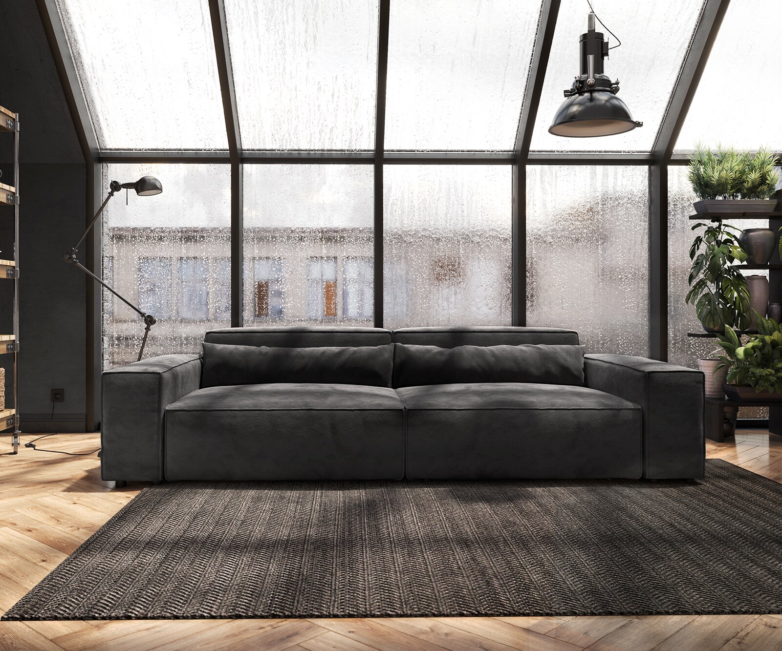 Big-Sofa Sirpio XL 270x130 cm Mikrofaser Schwarz 1
