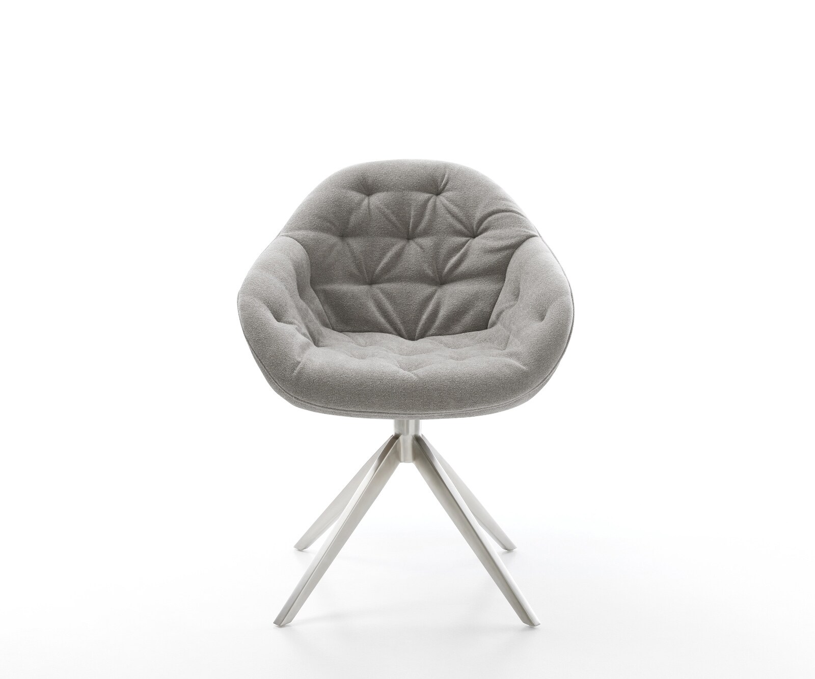 Drehstuhl Gaio-Flex Strukturstoff Soft Grau Kreuzgestell breit Edelstahl 360° drehbar Wippfunktion 2