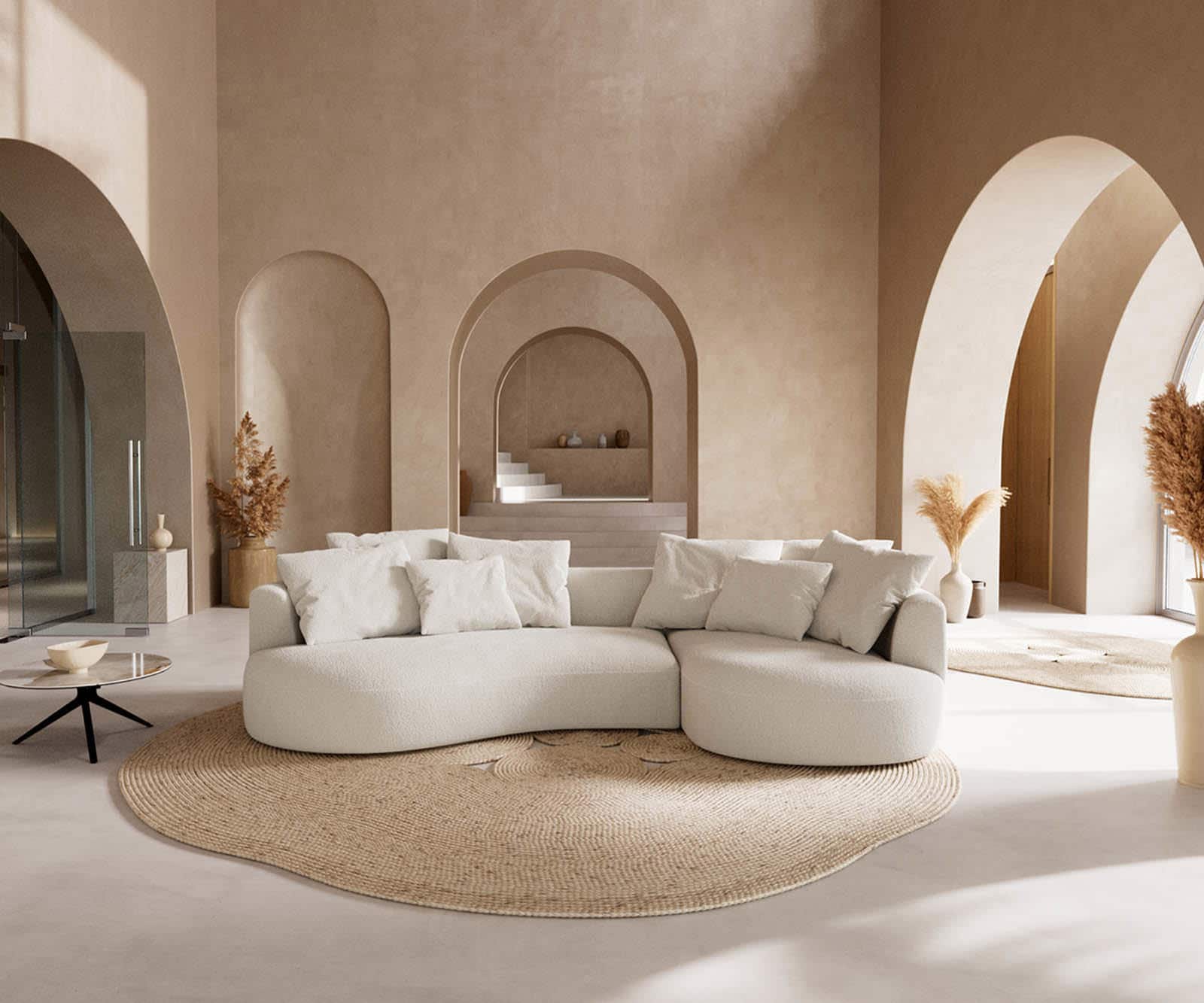 Sofa Edina 330x170 cm Bouclé Creme-Weiß 1 Sofa Edina 330x170 cm Bouclé Creme-Weiß 1