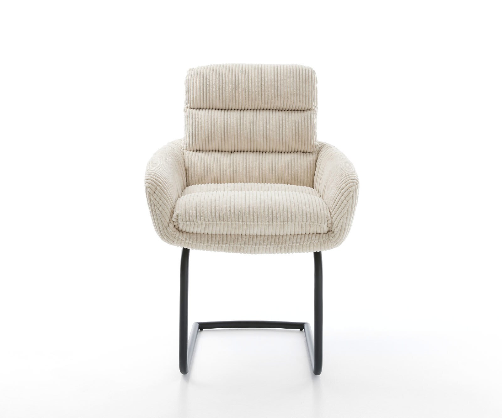 Cantilever Abelia-Flex avec accoudoirs côtelé beige vintage pied cantilever rond noir 1