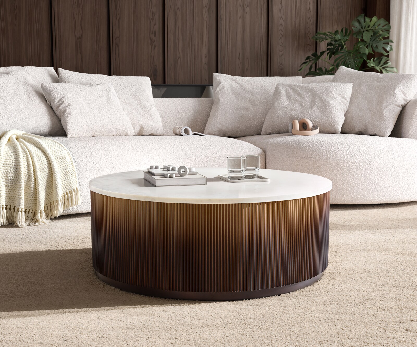 Couchtisch Fiorano 90x90 cm Marmor Weiß Metall Gold Fusion Finish 3