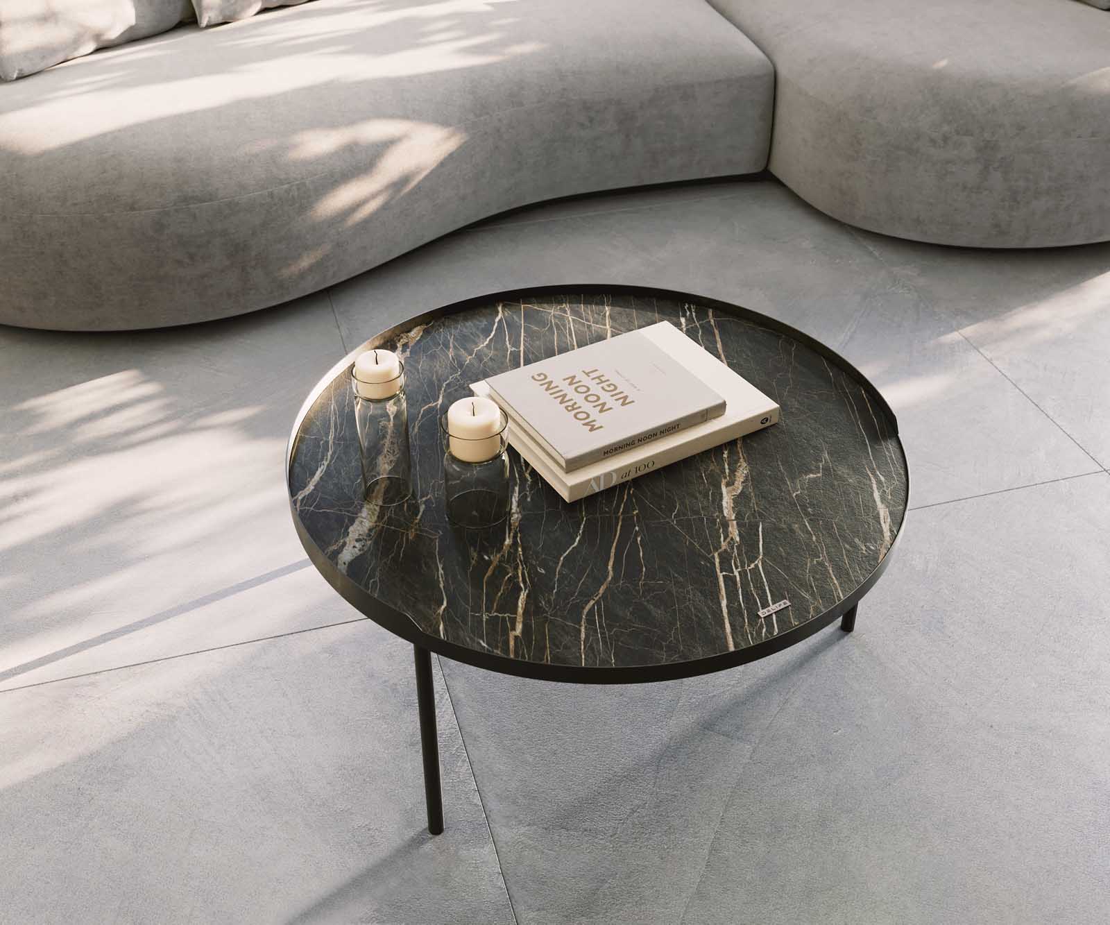 Couchtisch Torell 80x80 cm Keramik Laminam®Noir Desir Braun Metallrahmen Effektfinish Titan 5