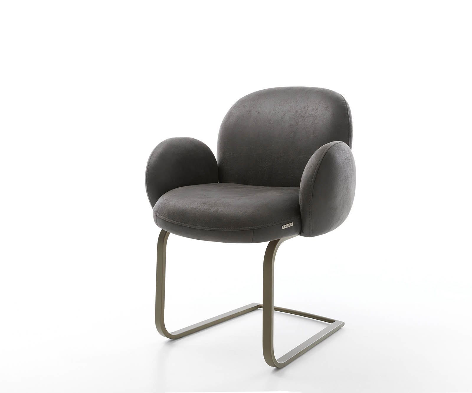 Chaise-pivotante Nube-Flex avec accoudoirs bouclé blanc pied croisé large noir ressorts ensachés pivote sur 360° 2