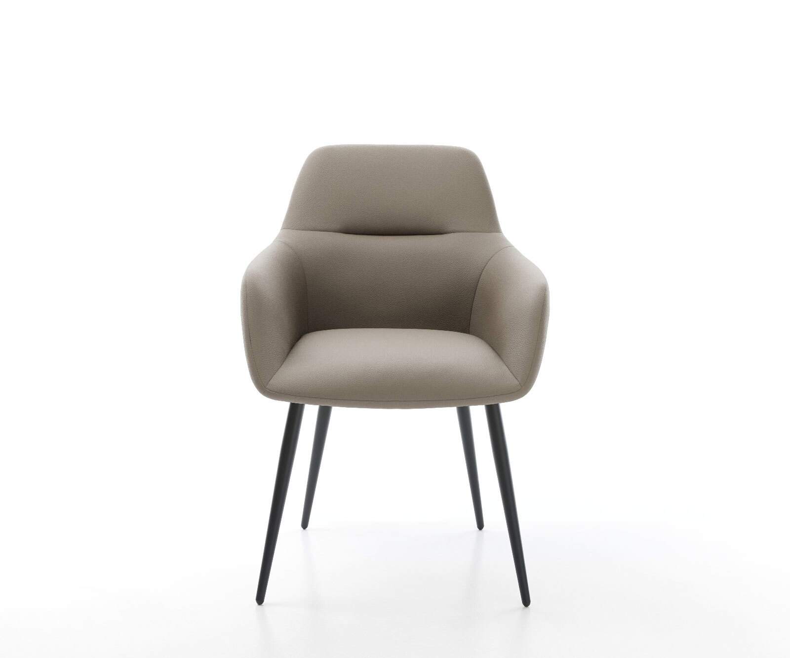 Chaise-de-salle-à-manger Pejo-Flex cuir de vache couleur boue 4 pieds coniques noir ressorts ensachés 1