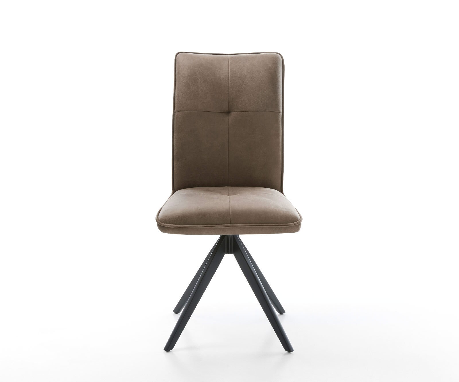 Esszimmerstuhl Maddy-Flex Mikrofaser Taupe Vintage Kreuzgestell kantig Schwarz 1