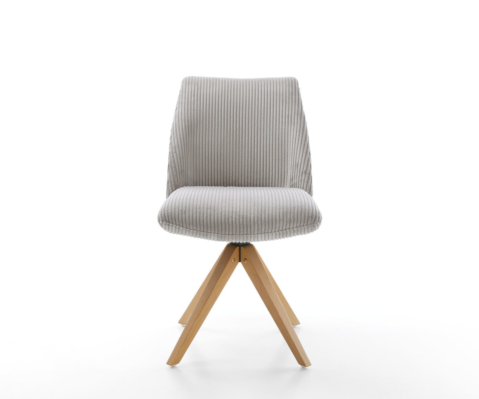 Chaise-pivotante Elso-Flex côtelé gris argenté pied en bois angulaire naturel pivotement sur 180° ressorts ensachés 1