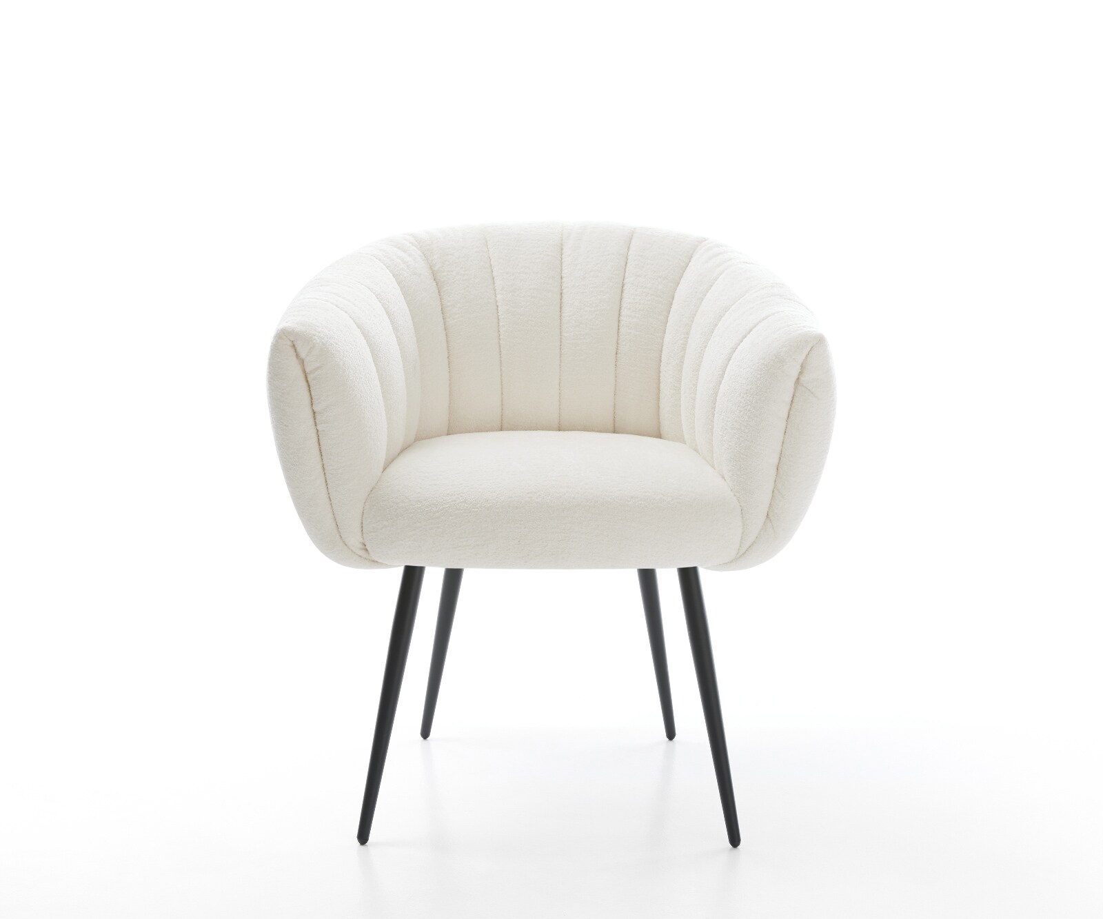 Chaise-de-salle-à-manger Jada-Flex bouclé doux beige 4 pieds coniques noir ressorts ensachés 1