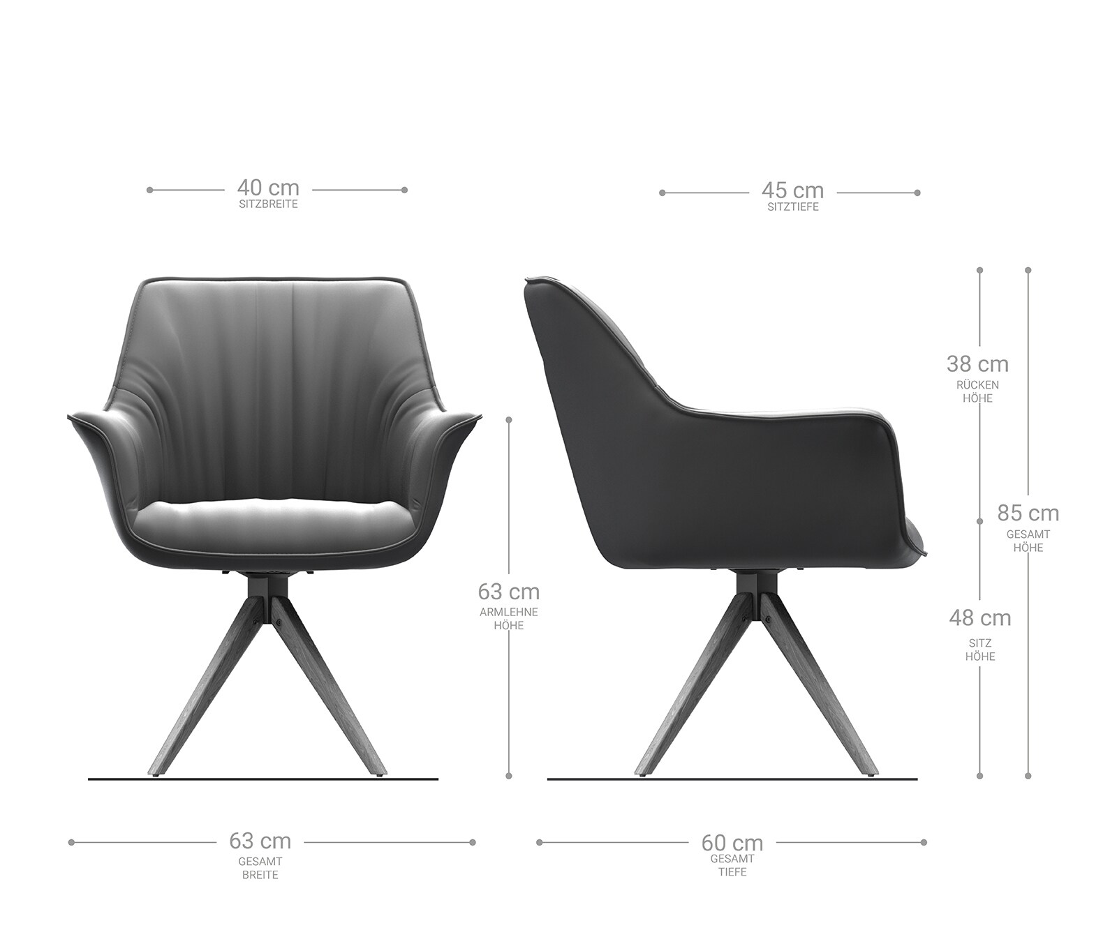 Esszimmerstuhl Keila-Flex mit Armlehnen Mikrofaser Anthrazit Vintage Holzgestell kantig Natur 1 Esszimmerstuhl Keila-Flex mit Armlehnen Mikrofaser Anthrazit Vintage Holzgestell kantig Natur 1
