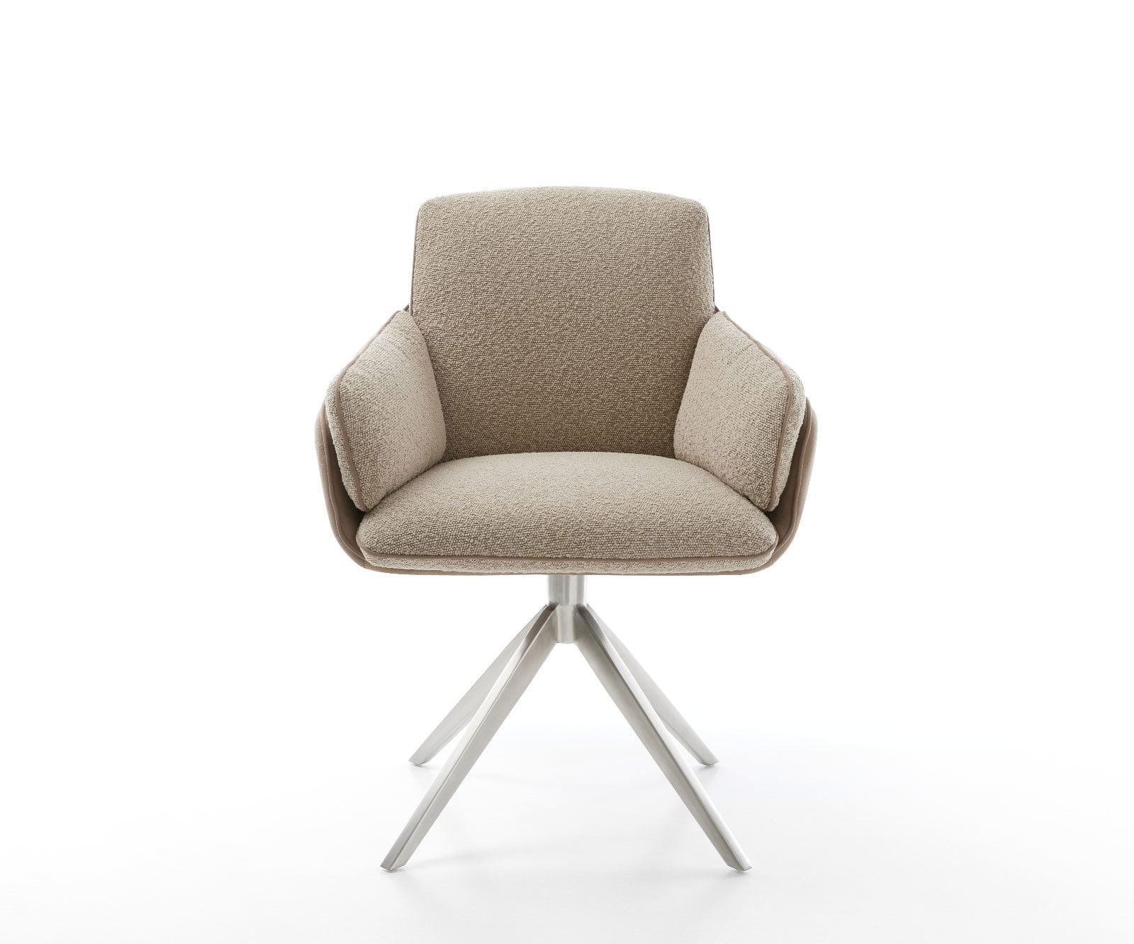 Drehstuhl Luan-Flex mit Armlehnen Materialmix Schlamm Kreuzgestell breit Edelstahl 360° drehbar 1 Drehstuhl Luan-Flex mit Armlehnen Materialmix Schlamm Kreuzgestell breit Edelstahl 360° drehbar 1