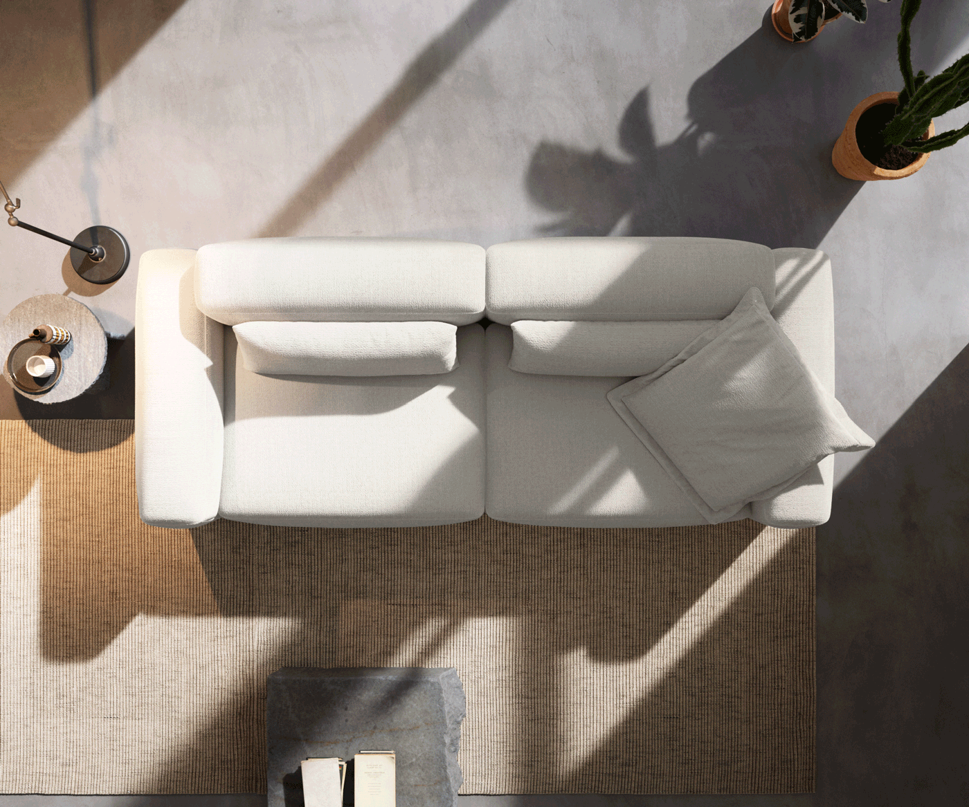 Big-Sofa Freestyle 280x110 cm Bouclé Soft Beige Kappnaht 5