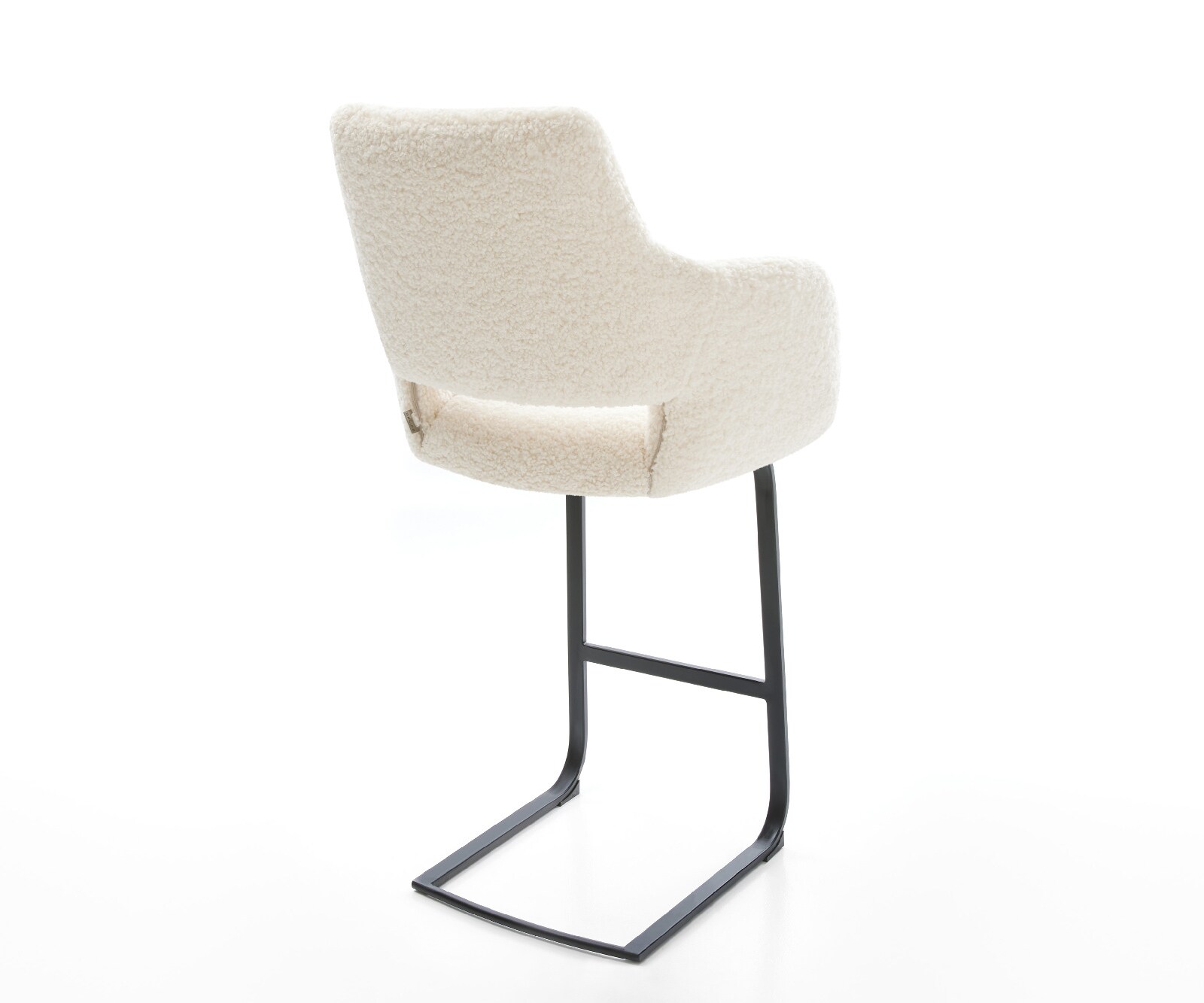 Chaise-de-bar Yago-Flex Tissu teddy Beige Pied cantilever plat noir Noir Ressort ensaché 4