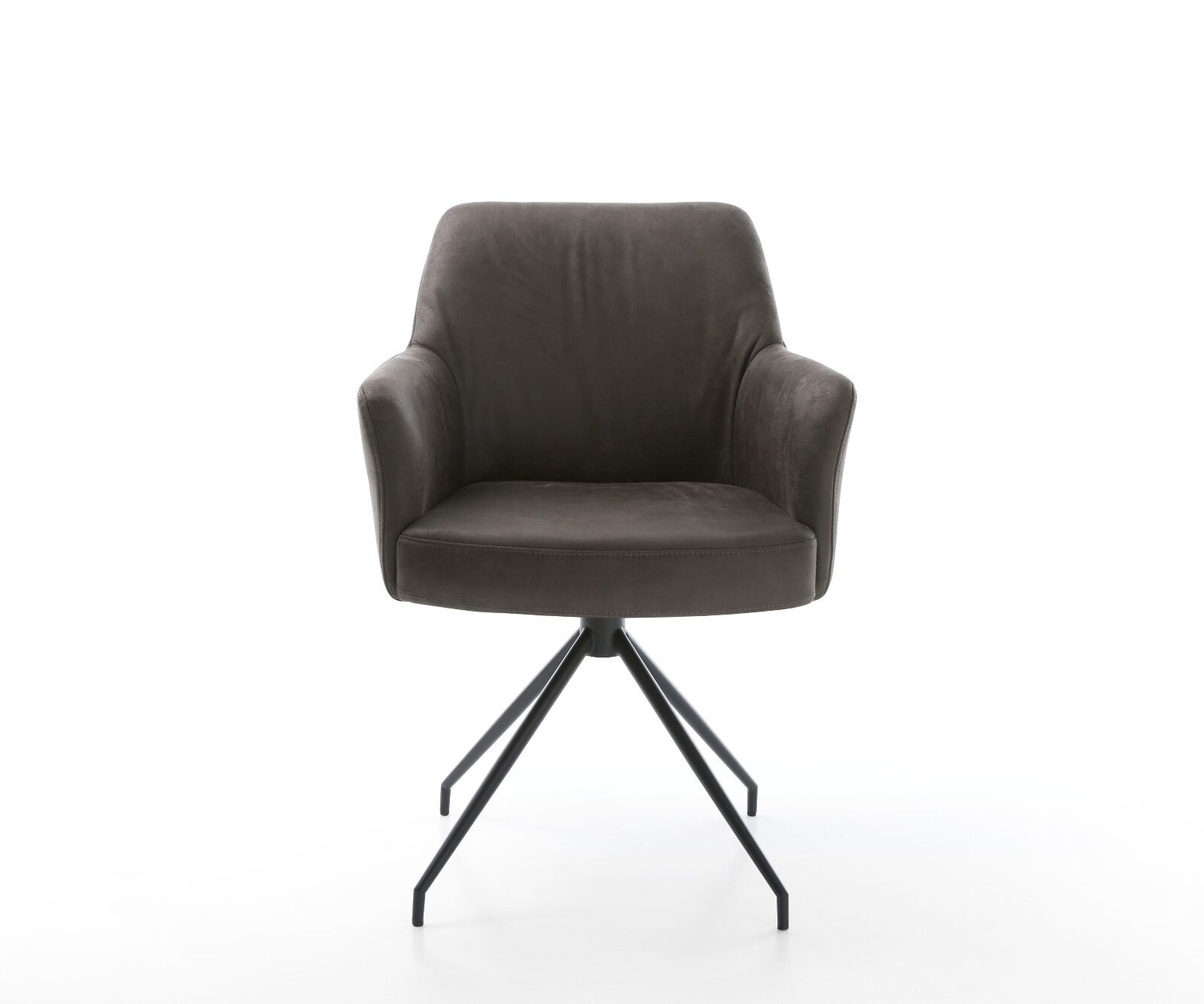 Chaise-pivotante Xana-Flex avec accoudoirs microvelours anthracite vintage pied croisé conique noir pivotement sur 180° ressorts ensachés 1