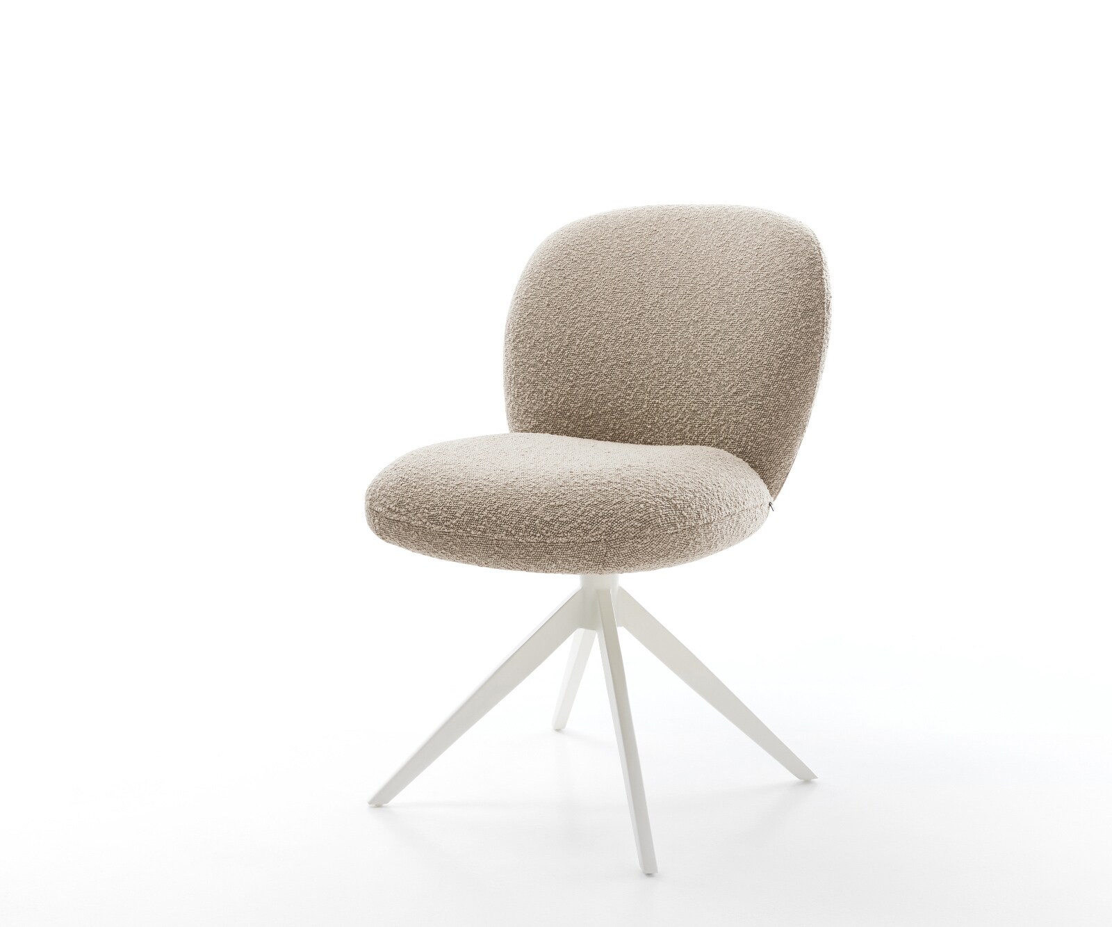 Chaise-pivotante Nube-Flex bouclé boue pied croisé large blanc pivotement sur 360° fonction bascule ressorts ensachés