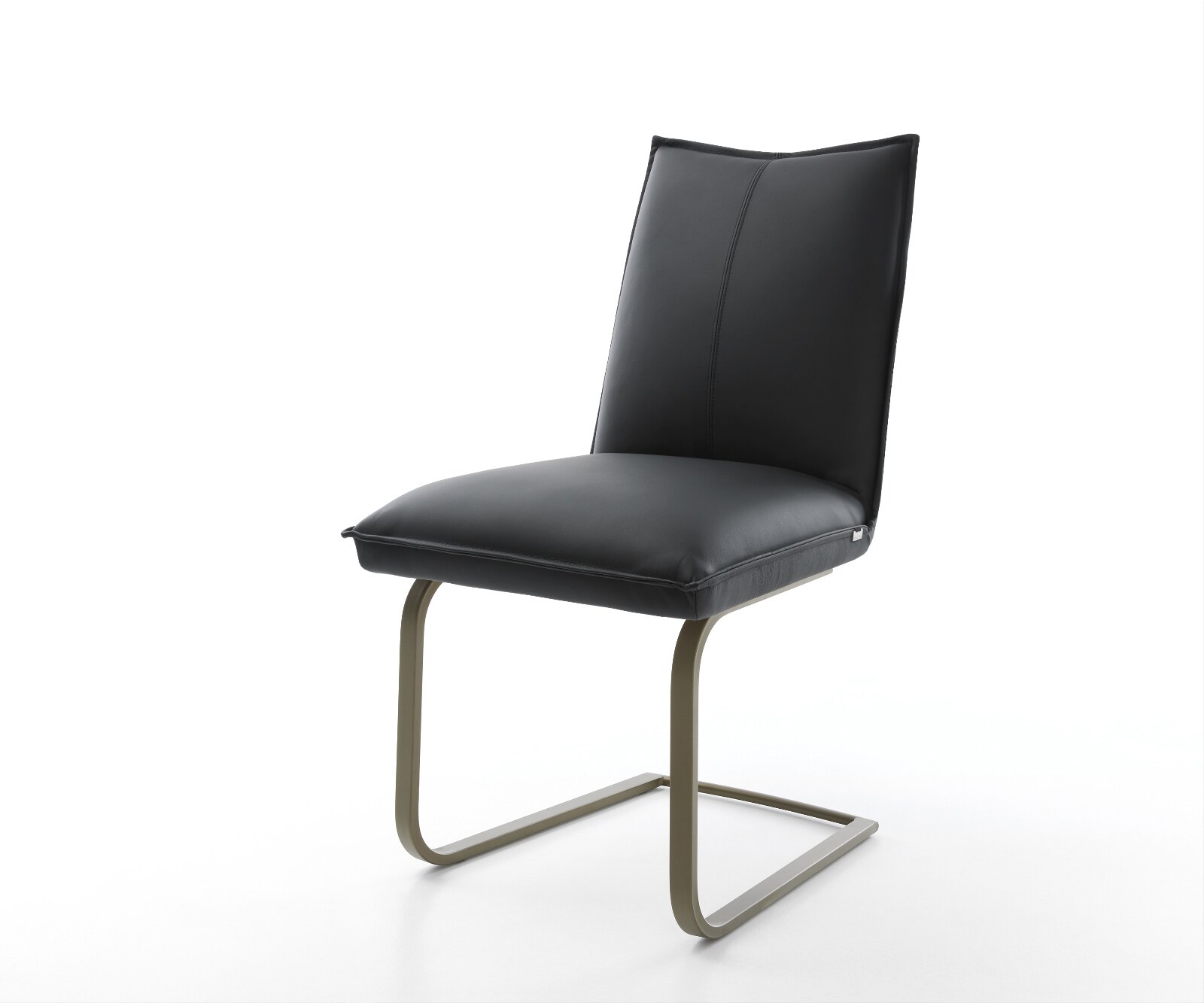 Cantilever Lelio-Flex cuir de vache noir pied cantilever plat aspect titane ressorts ensachés