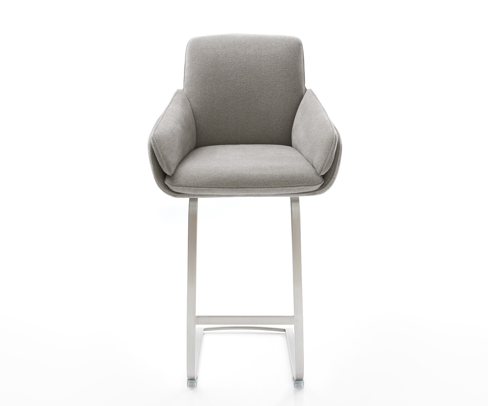 Chaise-de-bar Luan-Flex Tissu structuré doux Gris Pied cantilever acier inoxydable Argent 2