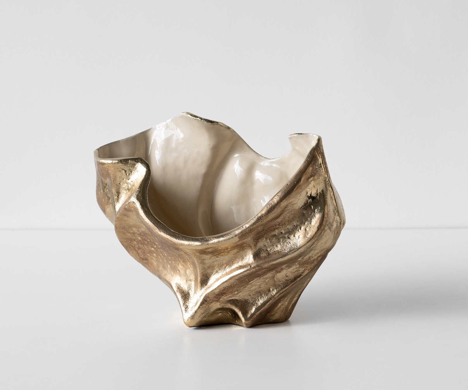 Coupe décorative Valena l39 x P17 x H29 cm Aluminium Champagner Ivory Faite main 1