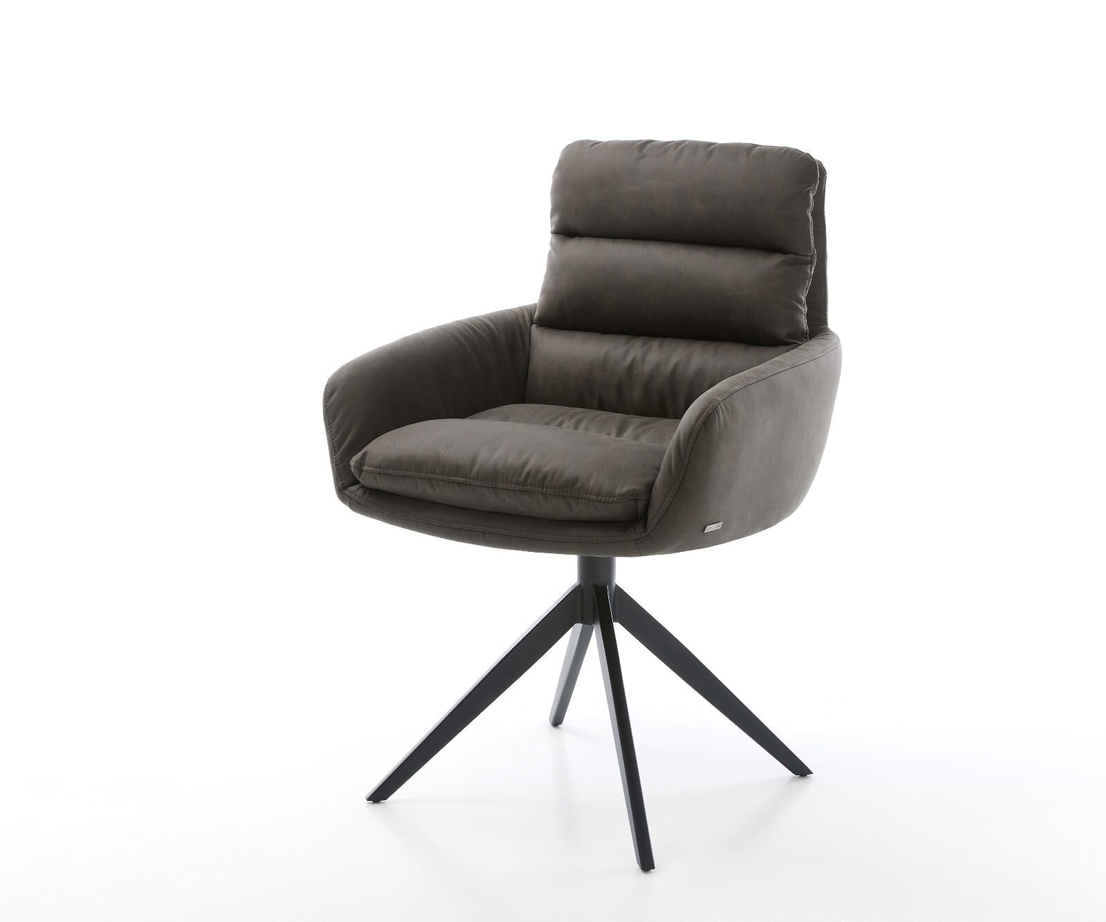Chaise-pivotante Abelia-Flex microvelours anthracite vintage pied croisé large noir pivotement sur 360° fonction bascule