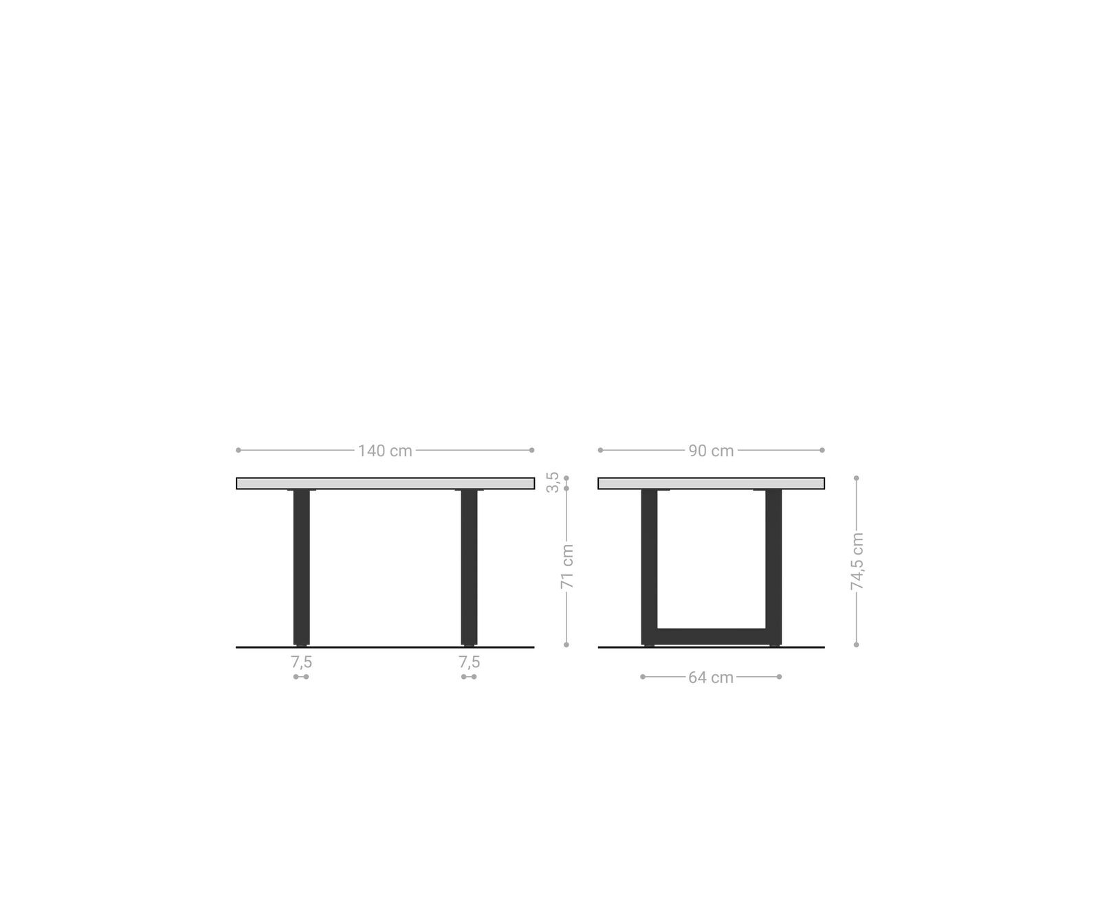 Esstisch Edge 140x90 Akazie Natur Edelstahl Breit Live-Edge 6