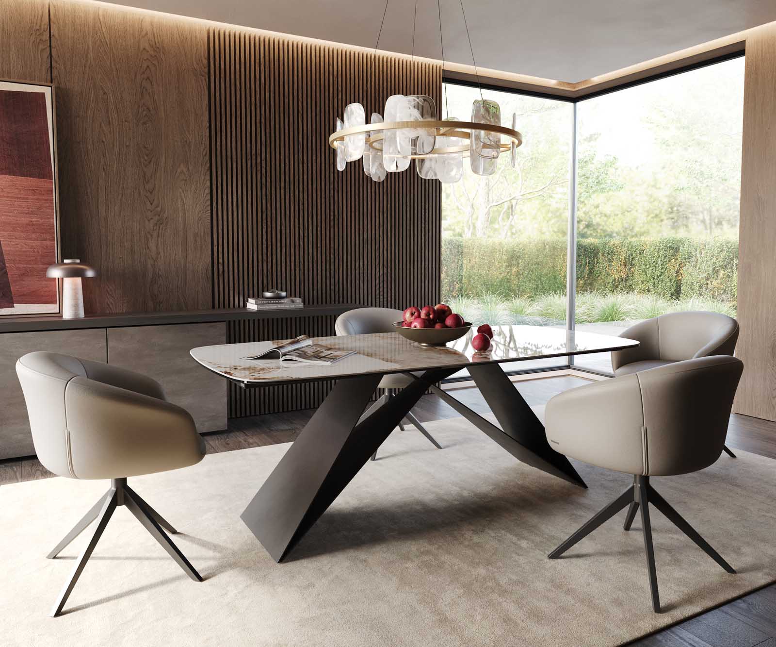 Esstisch Edge Boot 200x100 Keramik Minas Melange Weiß-Beige V-Gestell Flachstahl Schwarz 6 Esstisch Edge Boot 200x100 Keramik Minas Melange Weiß-Beige V-Gestell Flachstahl Schwarz 6