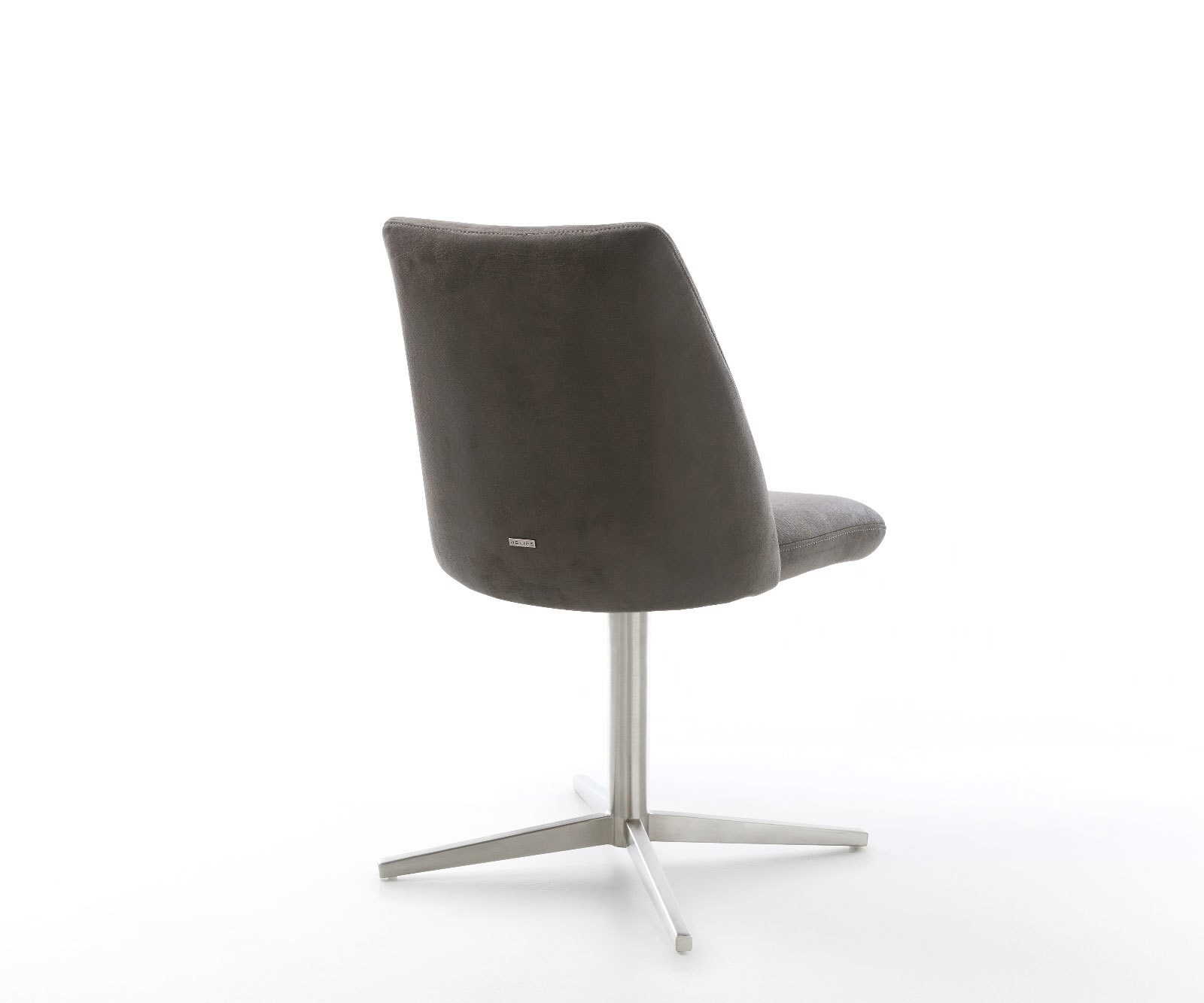 Chaise-pivotante Elso-Flex microvelours anthracite vintage pied de chaise 4 branches acier inoxydable brossé pivotement sur 360° ressorts ensachés 4