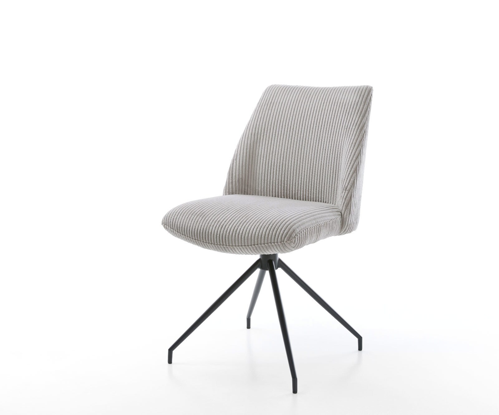 Chaise-pivotante Elso-Flex côtelé gris argenté pied croisé conique noir pivotement sur 180° ressorts ensachés 1