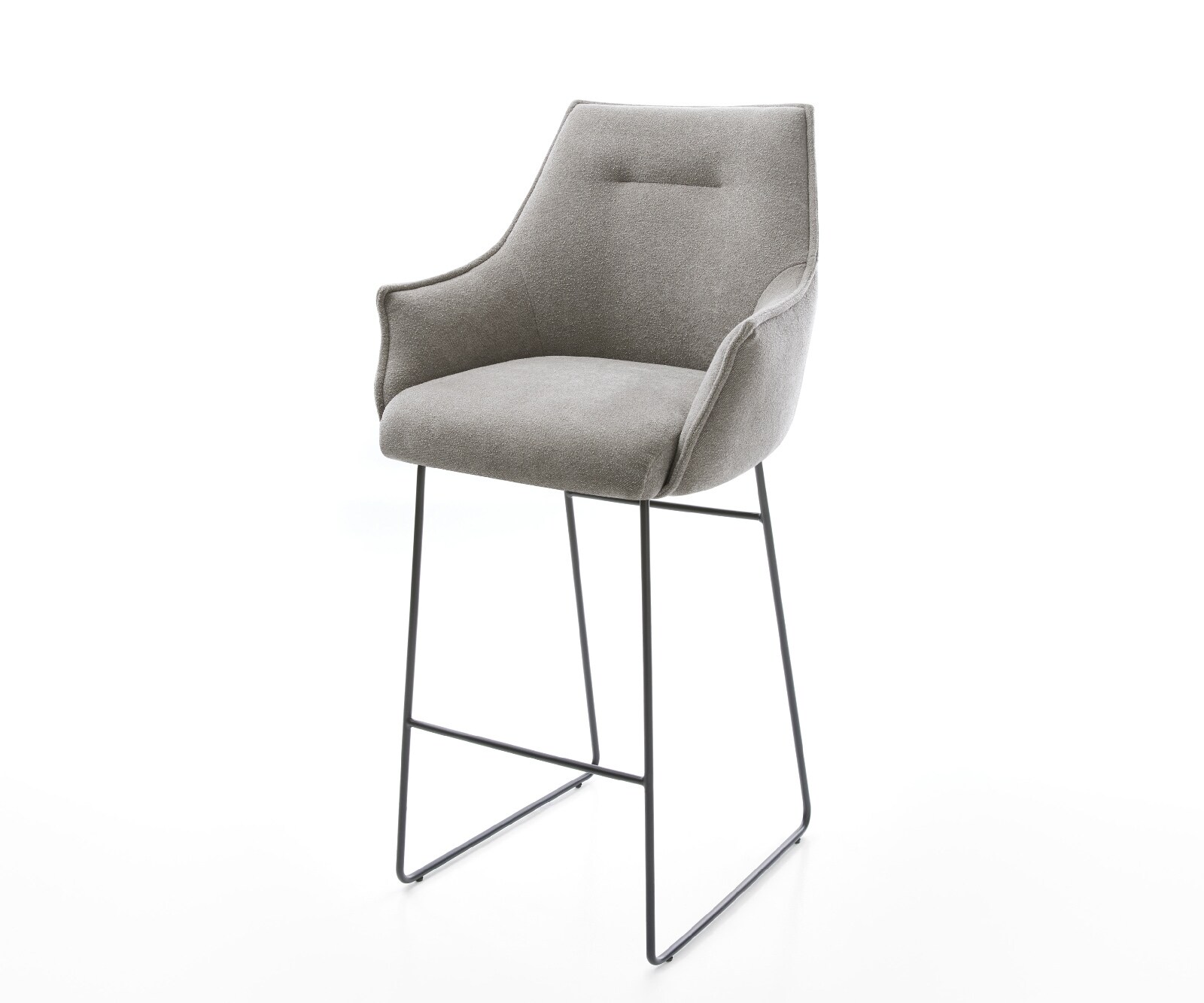 Chaise-de-bar Alja-Flex Tissu structuré doux Gris Pied trapèze noir Noir Ressort ensaché 1