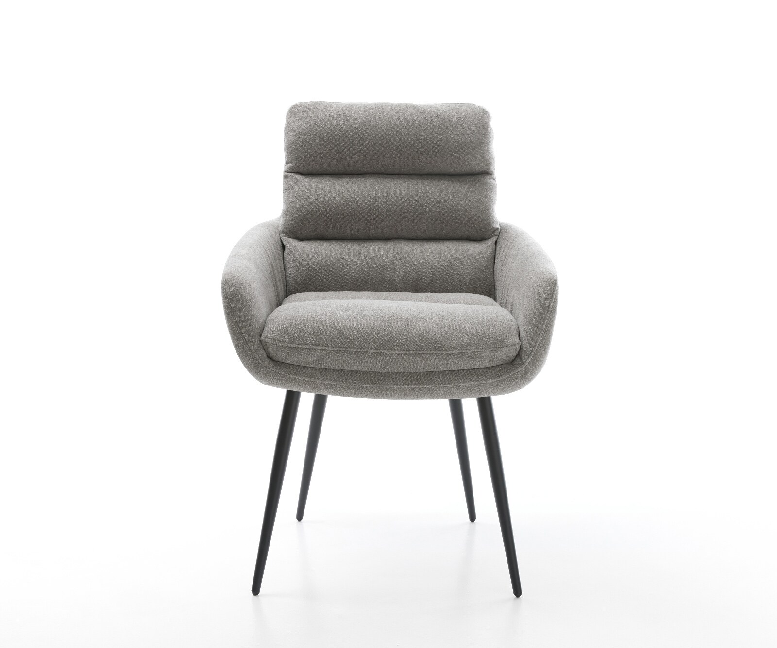 Esszimmerstuhl Abelia-Flex mit Armlehnen Strukturstoff Soft Grau 4-Fuß konisch Schwarz 2