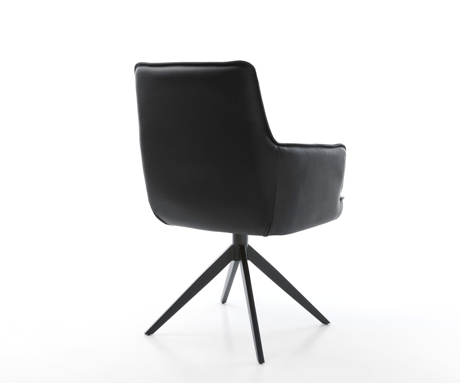 Drehstuhl Heira-Flex mit Armlehnen Echt-Leder Schwarz Kreuzgestell breit Schwarz 360° drehbar Wippfunktion Taschenfederkern 4