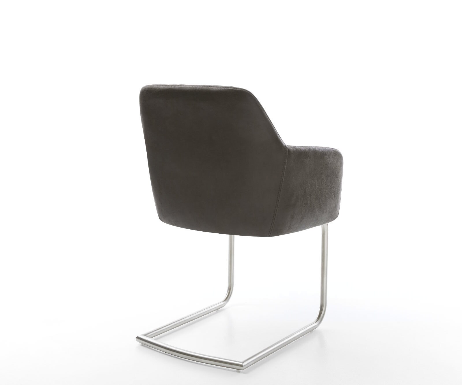 Cantilever Greg-Flex microvelours anthracite vintage pied cantilever rond acier inoxydable brossé ressorts ensachés 5