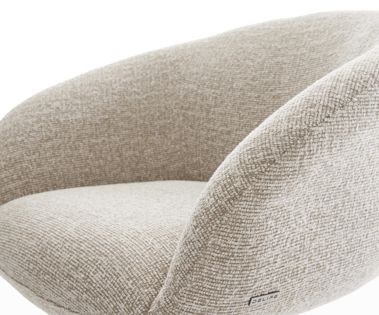 Chaise-pivotante Vinka-Flex avec accoudoirs tissu tissé doux beige pied croisé large acier inoxydable pivotement sur 360° fonction bascule resorts ensachés 3