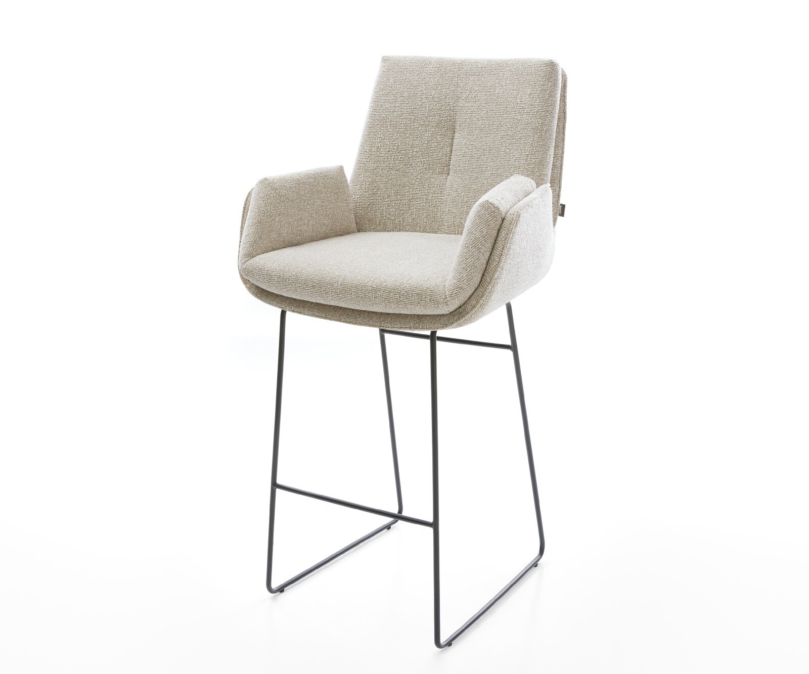 Barstuhl Clea-Flex Webstoff Soft Beige Kufengestell Metall Schwarz 1
