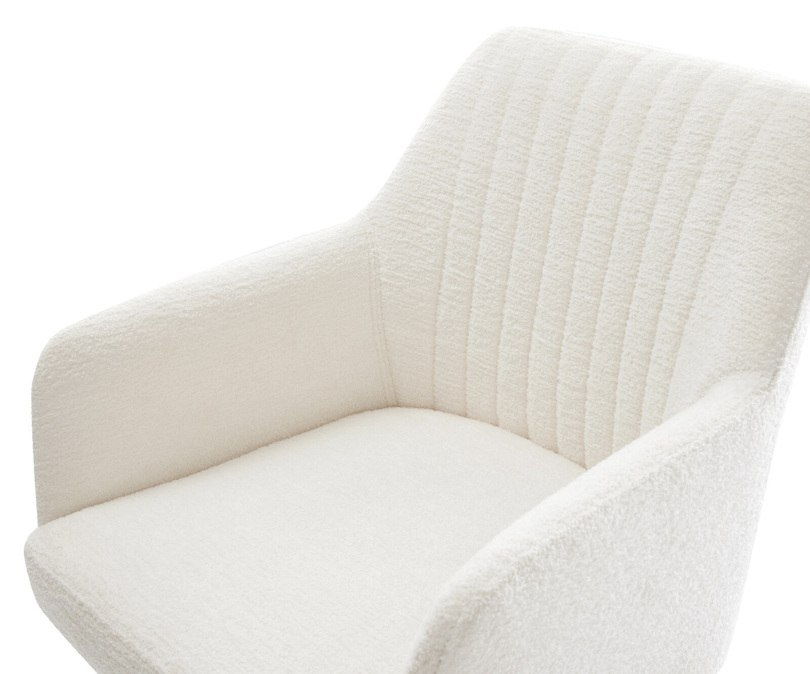 Chaise-de-salle-à-manger Greg-Flex bouclé doux beige 4 pieds coniques acier inoxydable resorts ensachés 3