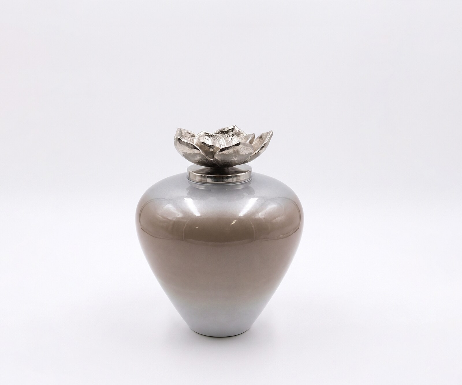 Vase Florena B22 x T22 x H28 cm Glas Mokka Opal Handgemacht