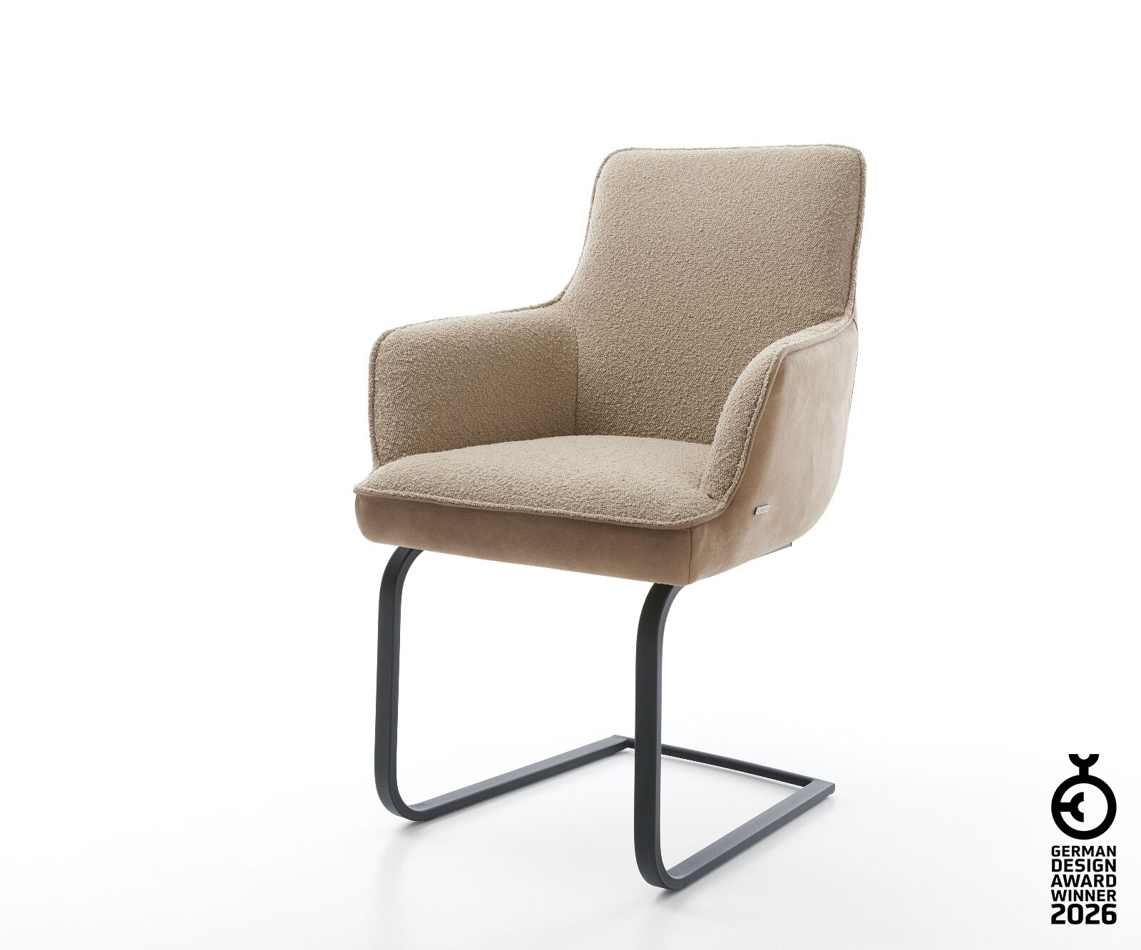 Cantilever Heira-Flex avec accoudoirs tissu mixte couleur boue pied cantilever plat noir ressorts ensachés 1