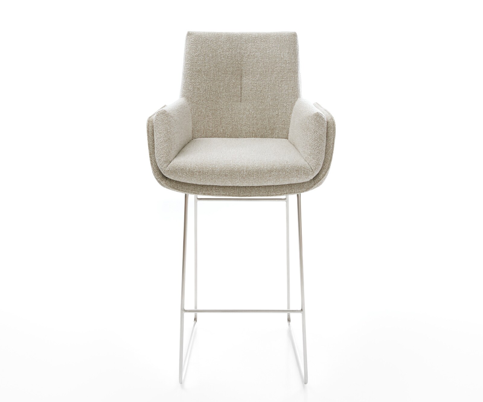 Barstuhl Clea-Flex Webstoff Soft Beige Kufengestell Edelstahl Silberfarben 2