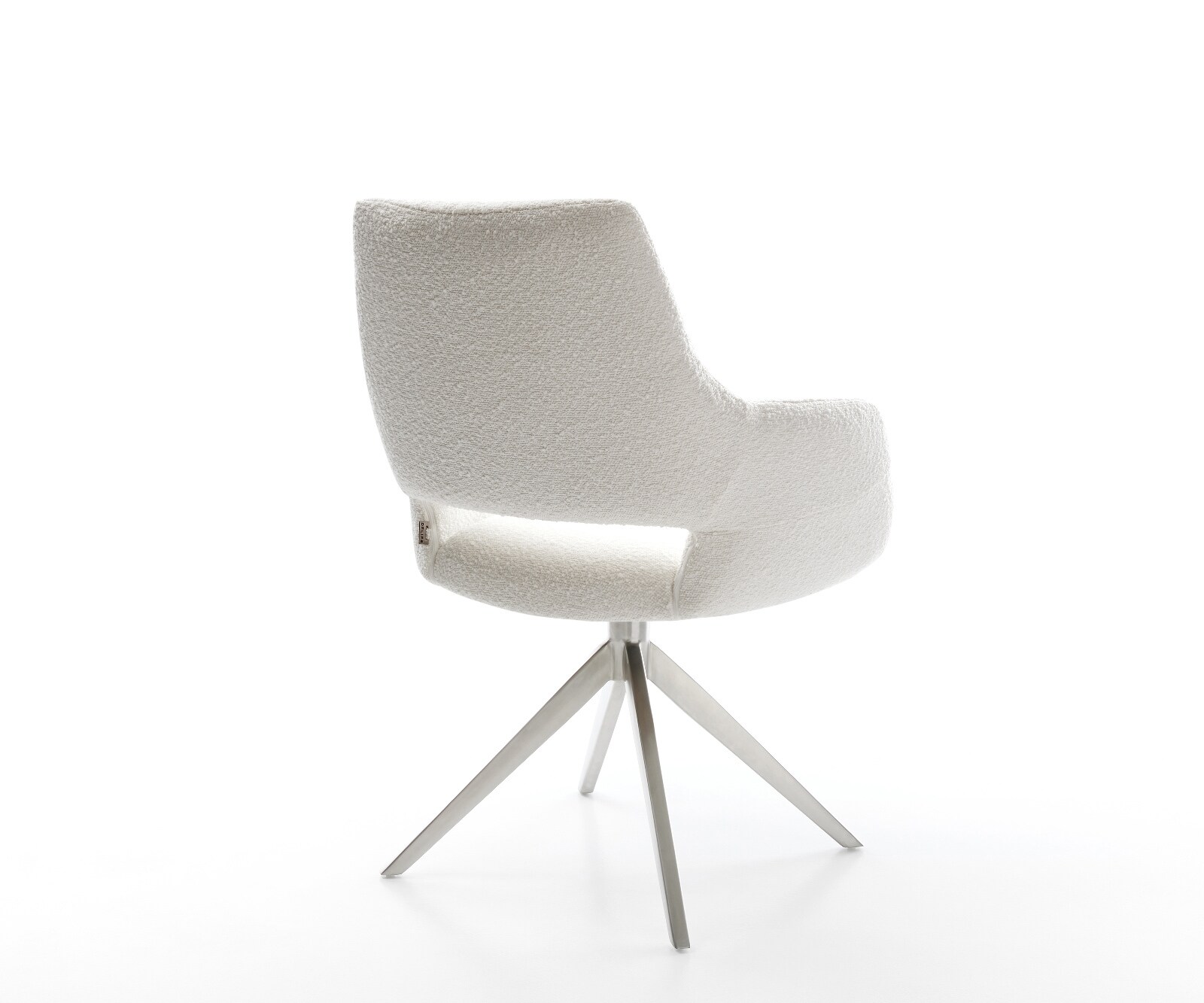 Chaise-pivotante Yago-Flex avec accoudoirs bouclé crème-blanc pied croisé large acier inoxydable pivotement sur 360° fonction bascule ressorts ensachés 4