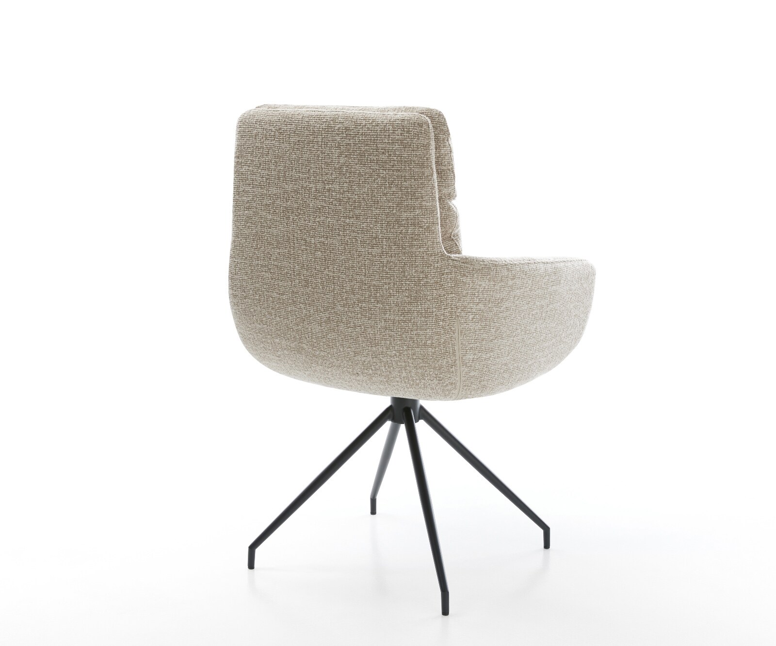 Esszimmerstuhl Abelia-Flex mit Armlehnen Webstoff Soft Beige Kreuzgestell konisch Schwarz 4