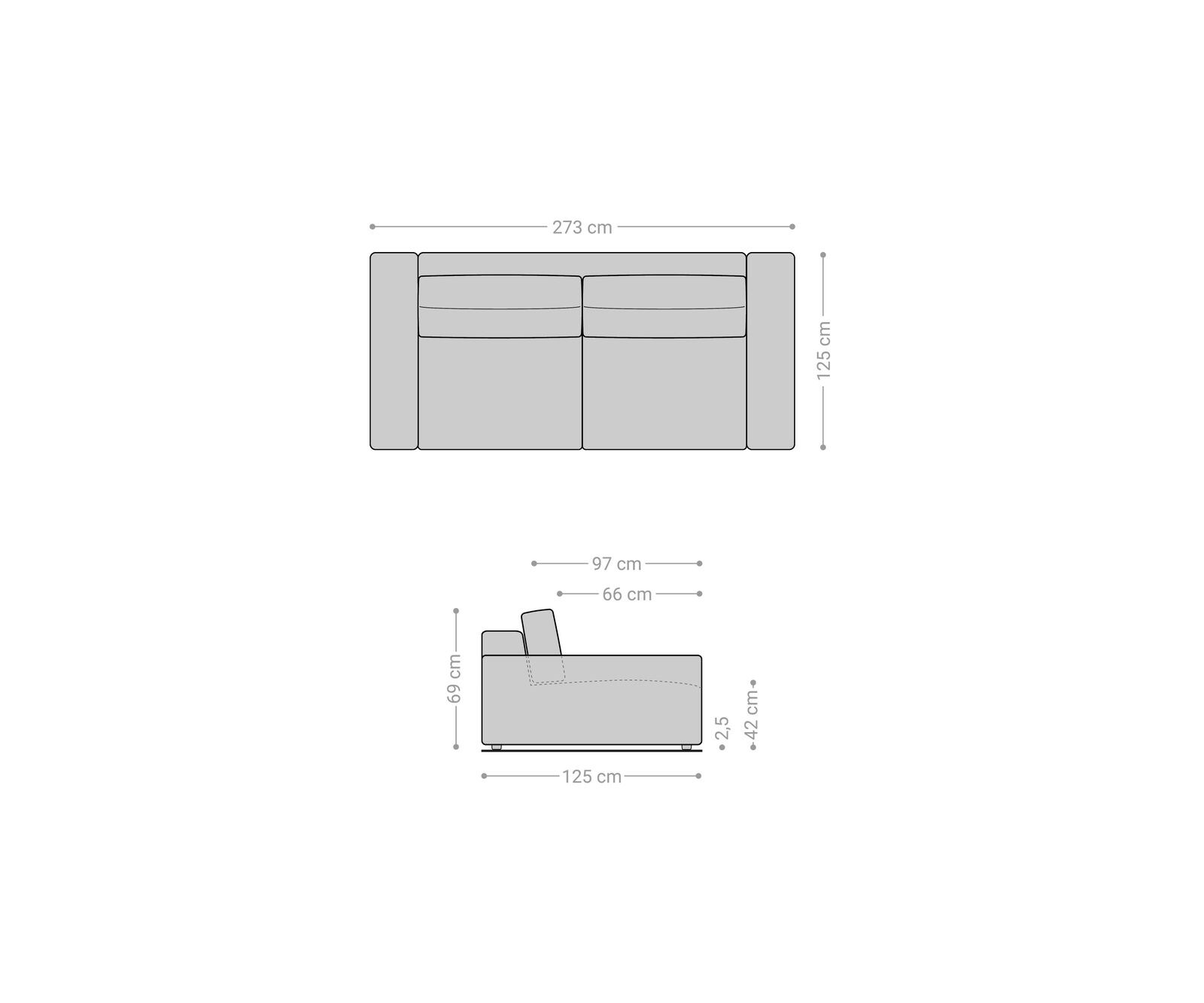 Grand-canapé Lanzo XL 270x130 cm Velours côtelé Beige 6