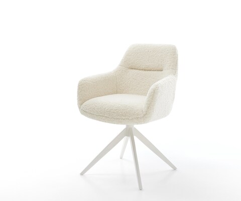 Chaise-pivotante Pejo-Flex tissu teddy beige pied croisé large blanc pivotement sur 360° fonction bascule resorts ensachés