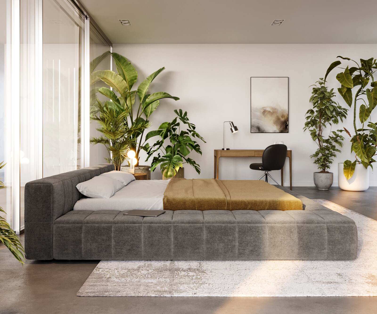 Polsterbettgestell Espazio 180x200 cm Bouclé Soft Schlamm 3