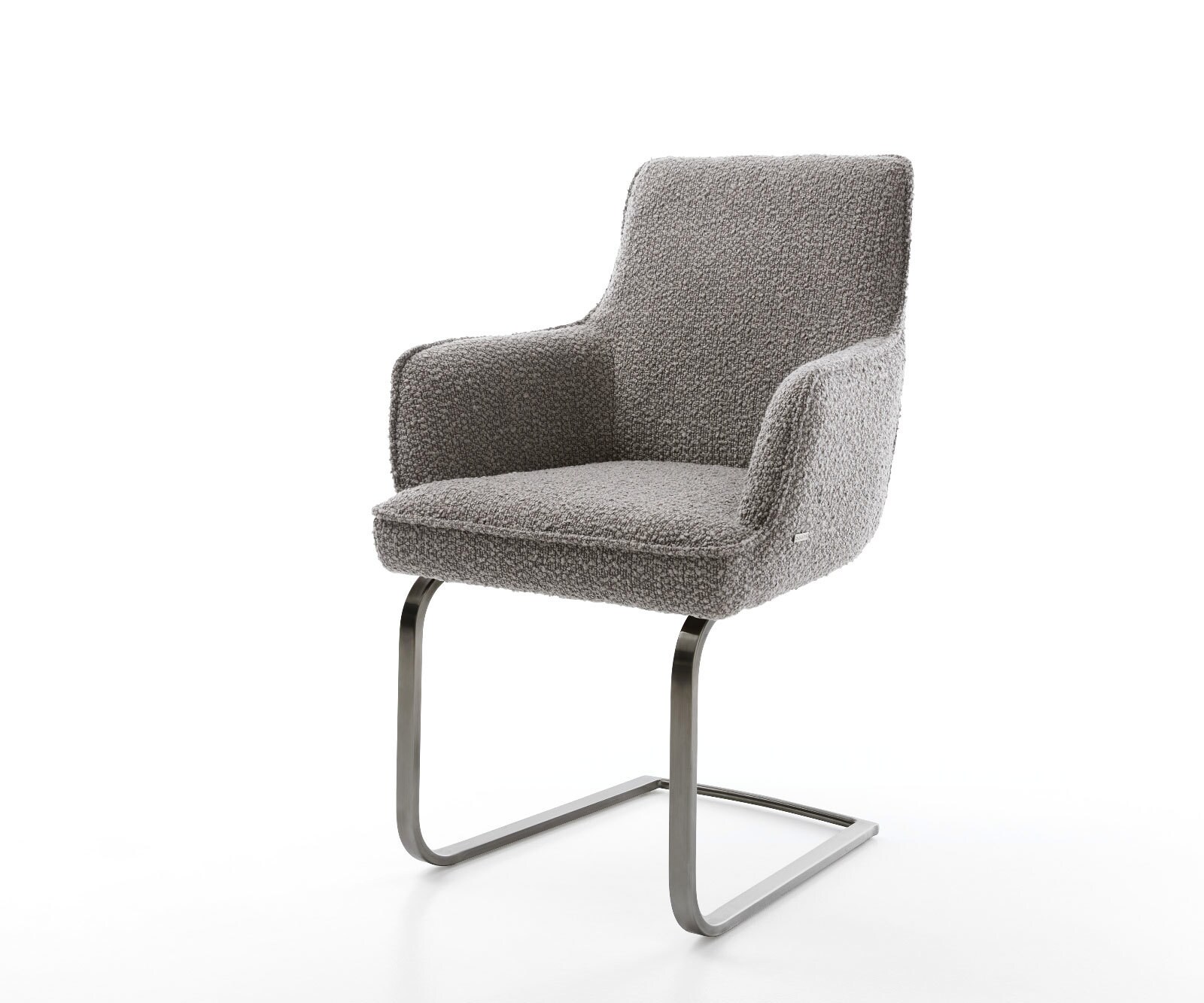 Cantilever Heira-Flex mit Armlehnen bouclé gris argenté pied cantilever plat grafiete ressorts ensachés 1