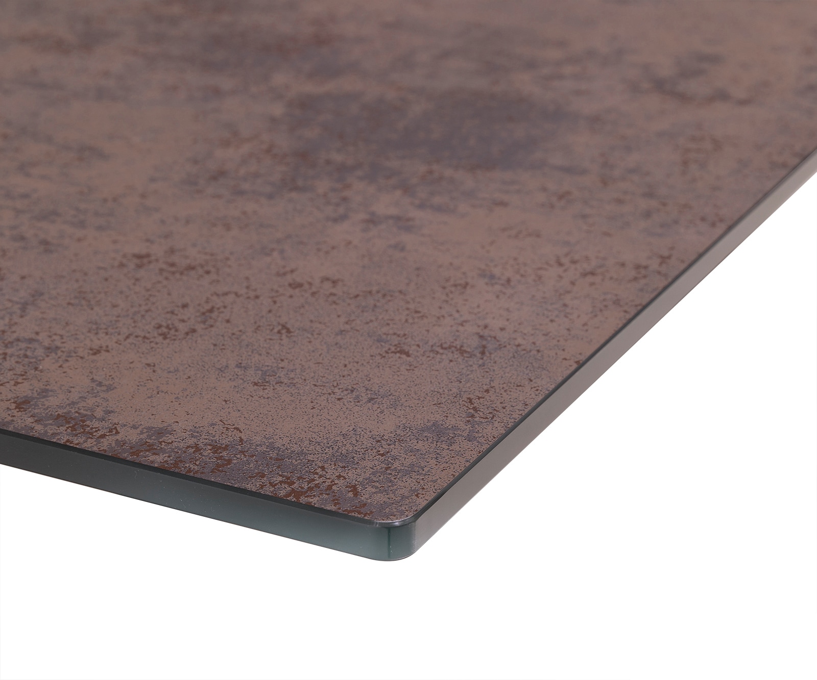 Table-à-manger Edge 180-220x90cm verre Antique-marron pieds milieu acier plat argent 4 Table-à-manger Edge 180-220x90cm verre Antique-marron pieds milieu acier plat argent 4