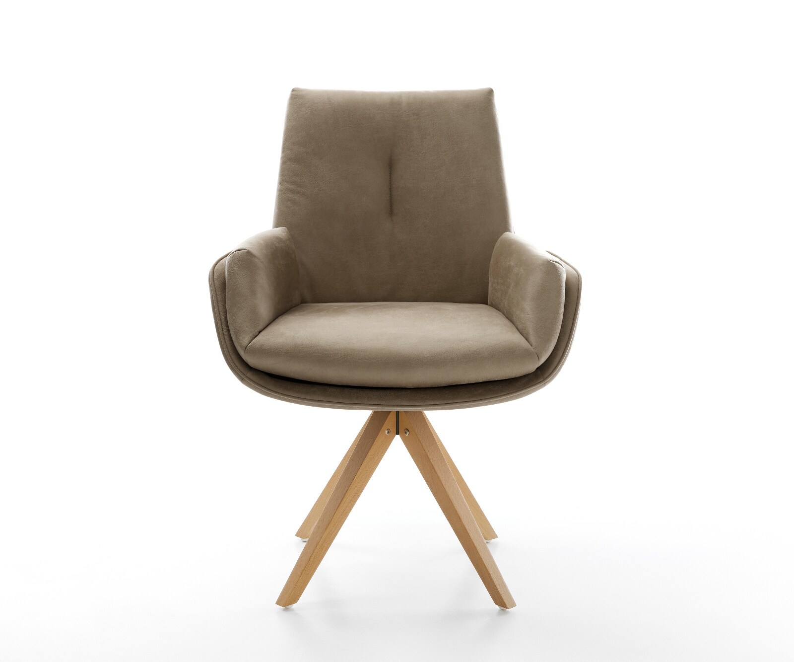 Chaise-pivotante Clea-Flex microfibre beige vintage pied en bois angulaire naturel pivotement sur 180° 2