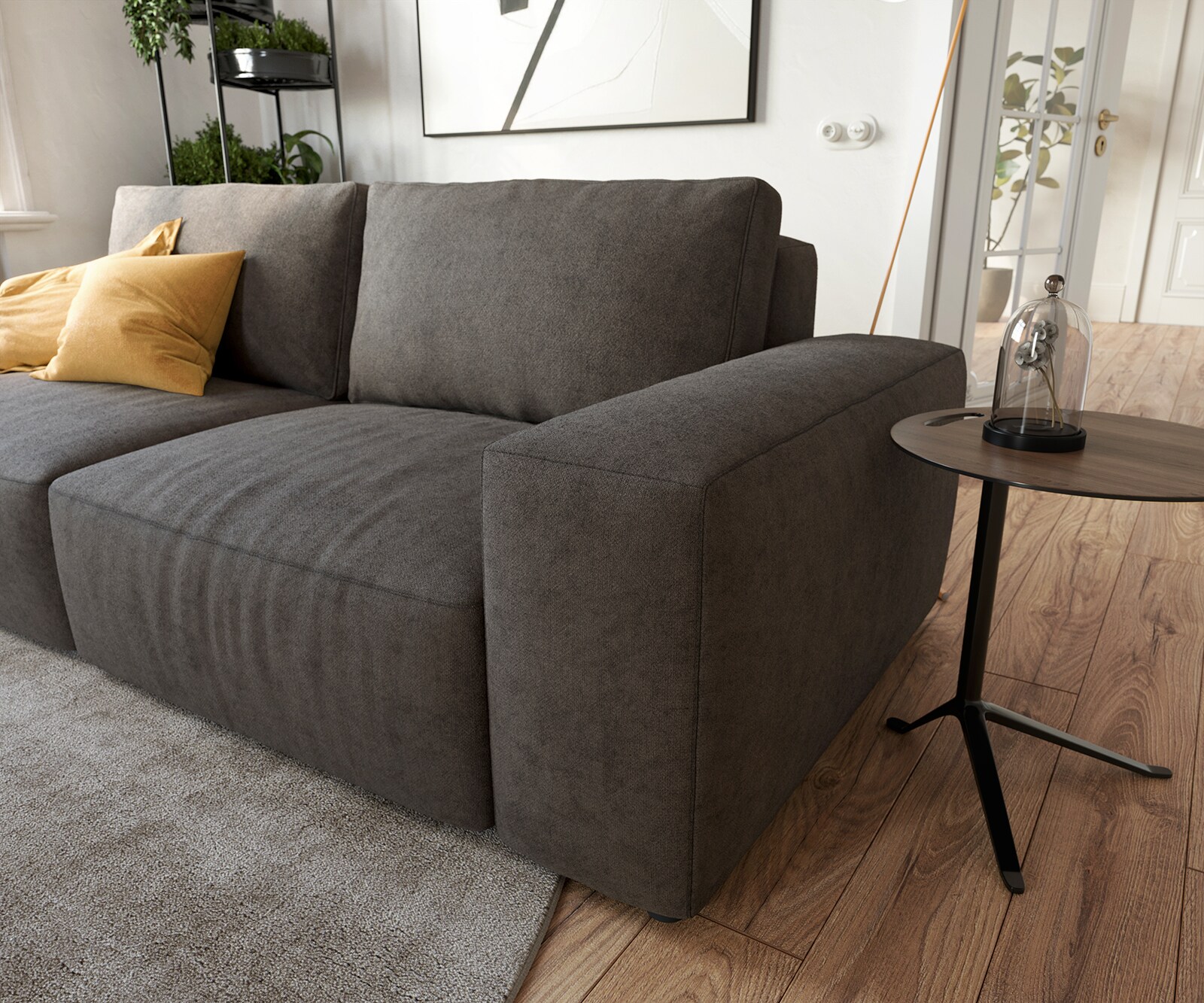 Big canapé Lanzo 230x95 cm microfibre brun kaki 3