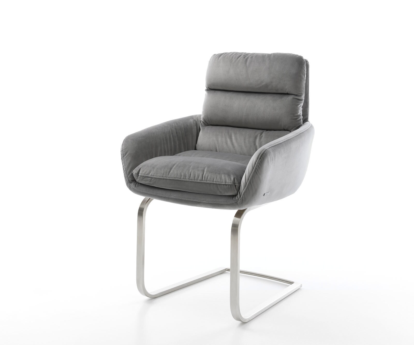 Freischwinger Abelia-Flex mit Armlehnen Samt Grau Freischwinger flach Edelstahl