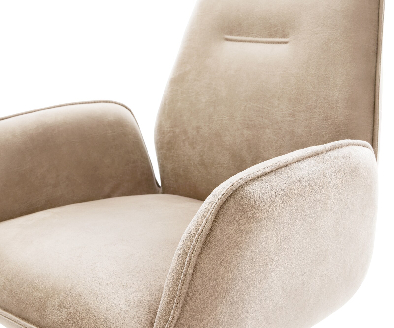 Drehstuhl Clea-Flex Mikrofaser Taupe Vintage Kreuzgestell breit Weiß 360° drehbar Wippfunktion 4