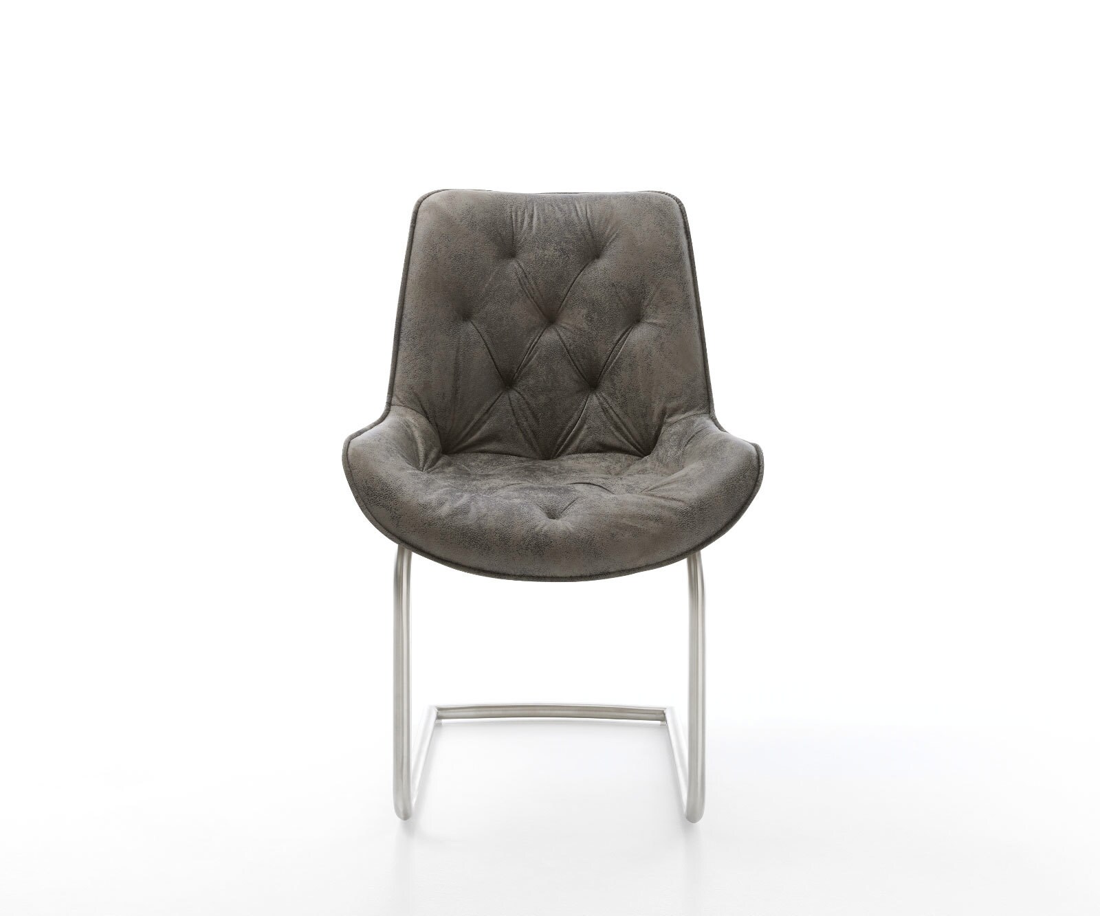 Freischwinger Taimi-Flex Mikrofaser Grau Antik Freischwinger rund Edelstahl 2