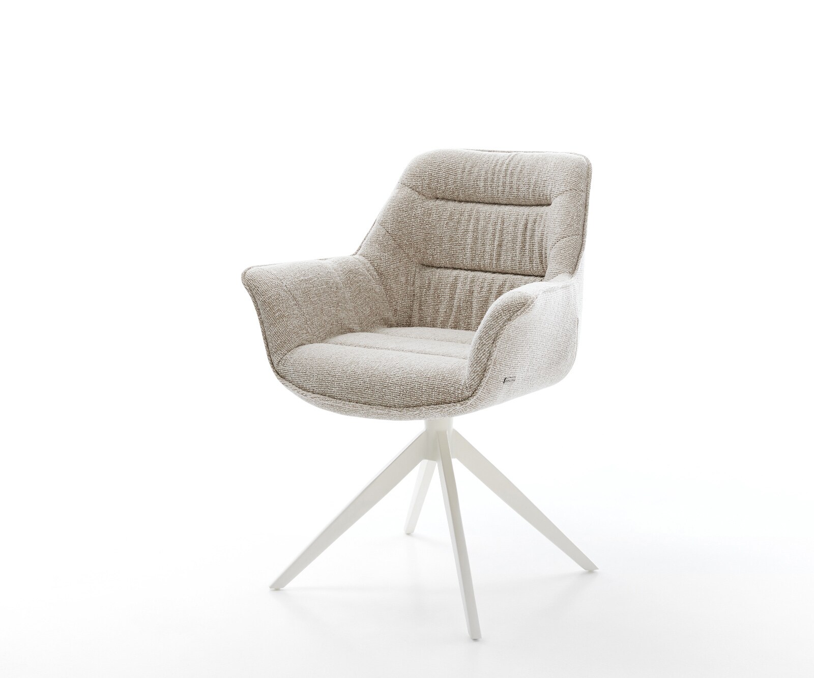 Drehstuhl Kaira-Flex Webstoff Soft Beige Kreuzgestell breit Weiß 360° drehbar Wippfunktion 1