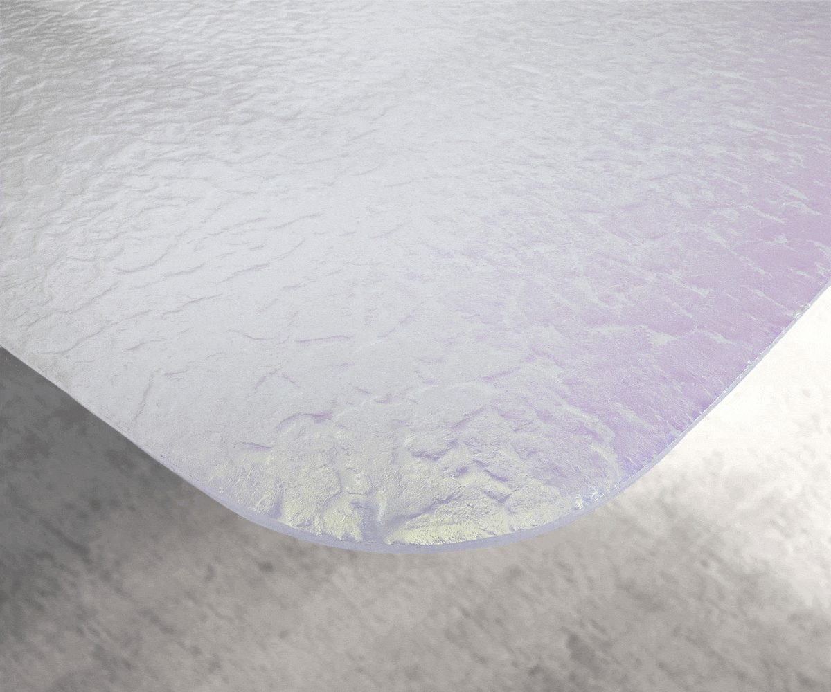 Esstisch Edge Boot 240x120 Reliefglas Perlmutt 3D-Design Pilier Metall Weiß 2