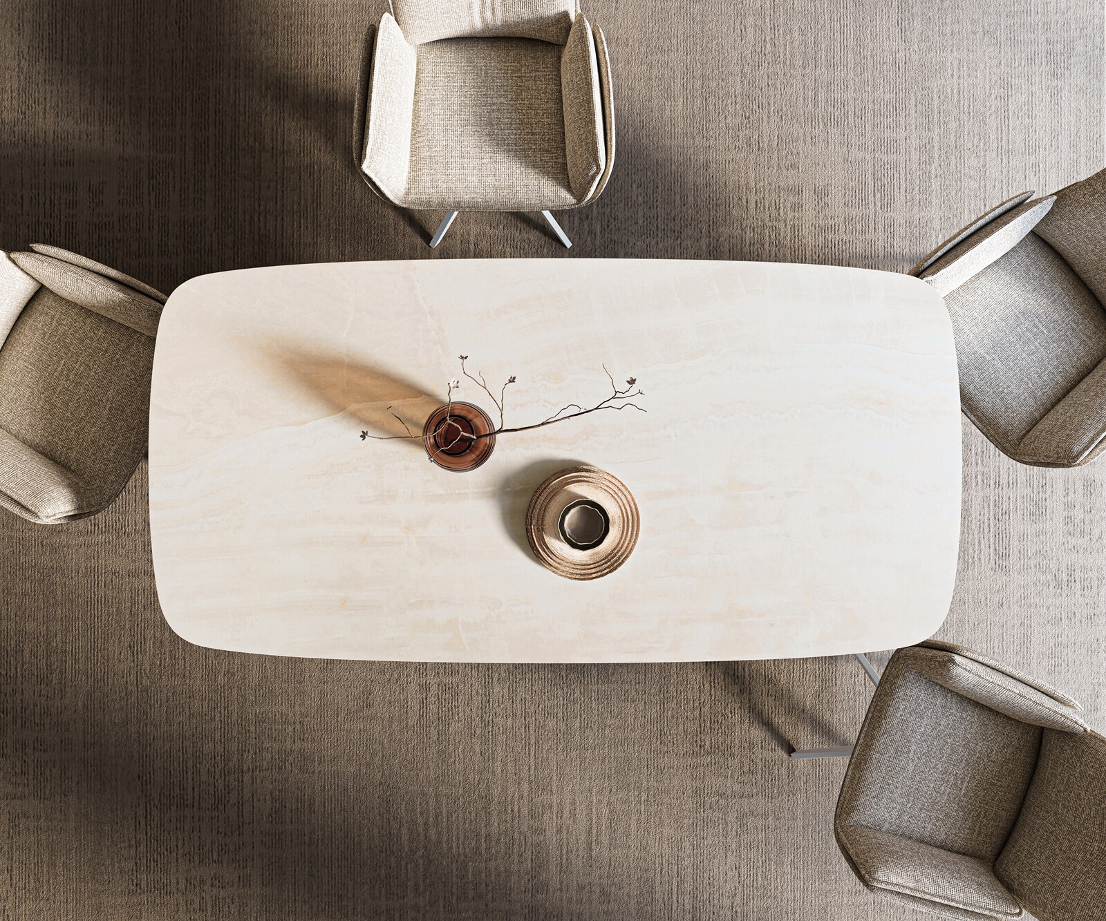 Esstisch Edge Boot 200x100 cm Keramik Onyx Champagne Spider Metall Weiß 5